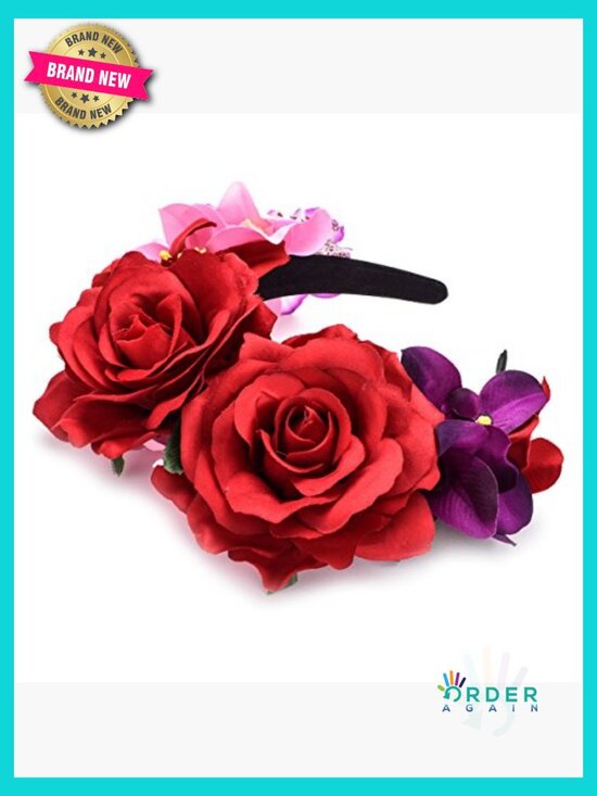 Floral Festival Headband Handmade Rose Crown Costume Accessory Elegant Boho